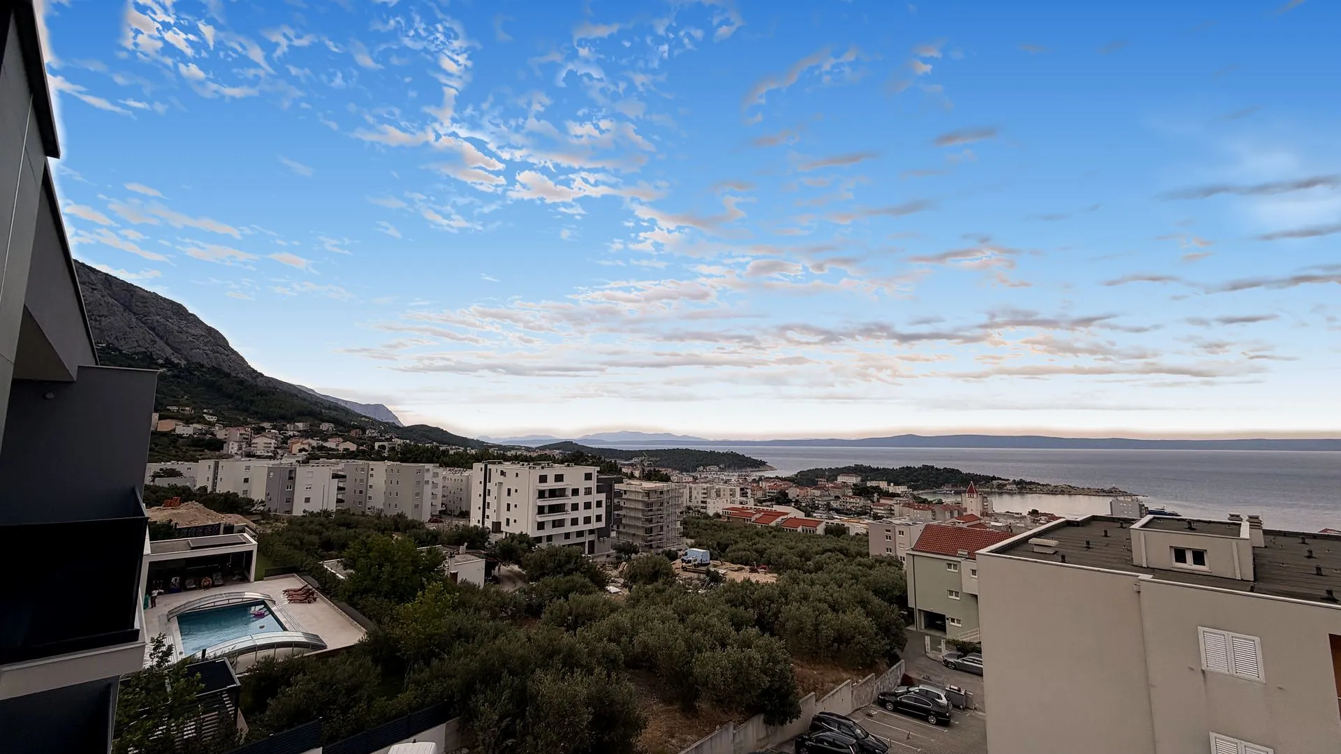 Sea view over Makarska towards Brač and Hvar from Marestina